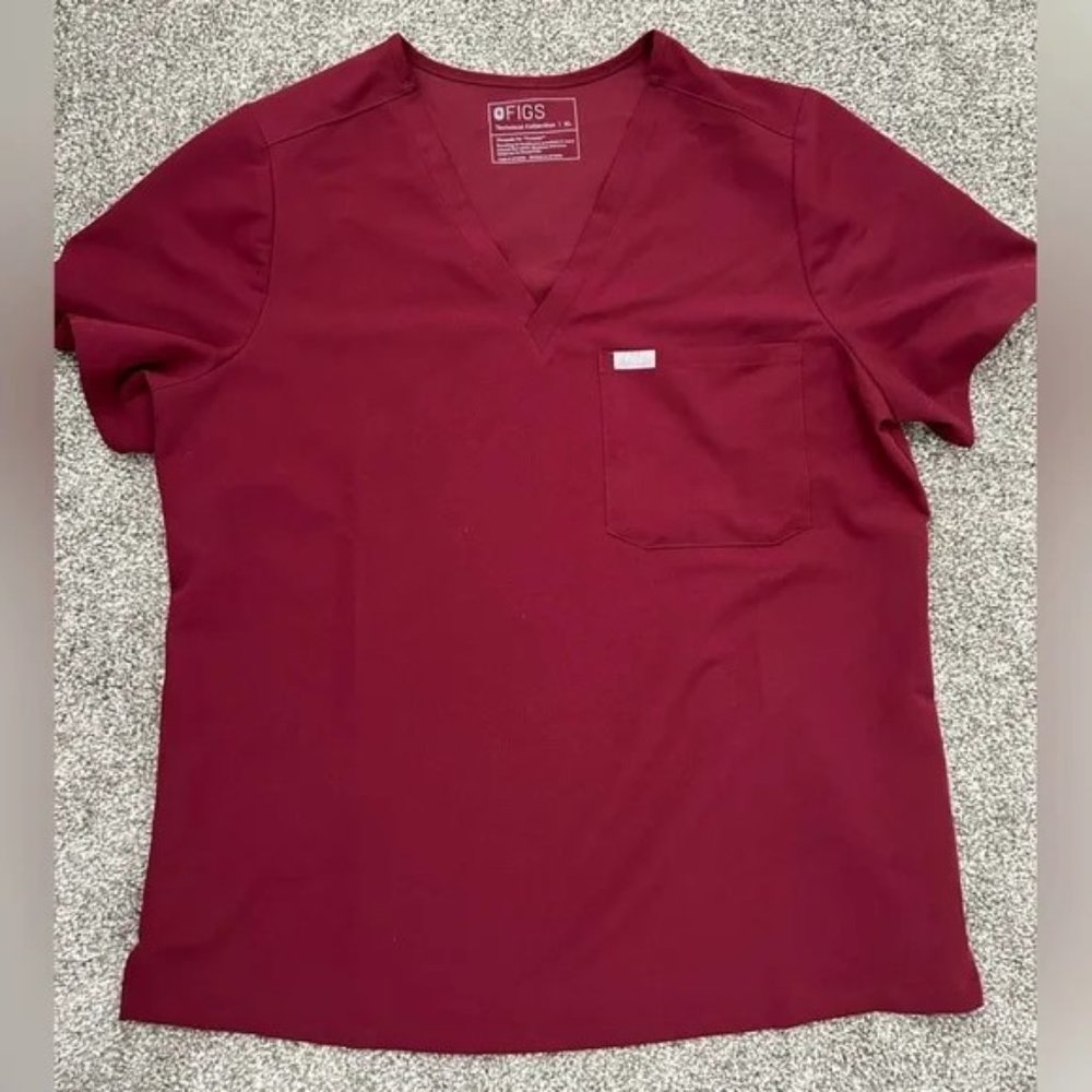 Figs Womens Burgundy One-Pocket Scrub Top - XL